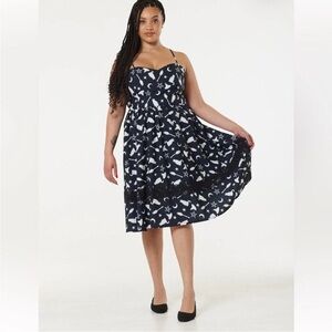 Timeless London Midi Fit & Flare Witch Print Dress with Lace hem NEW Size 4 XS